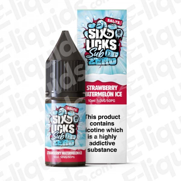 Strawberry Watermelon Ice Nic Salt E-liquid by Six Licks Sub Zero