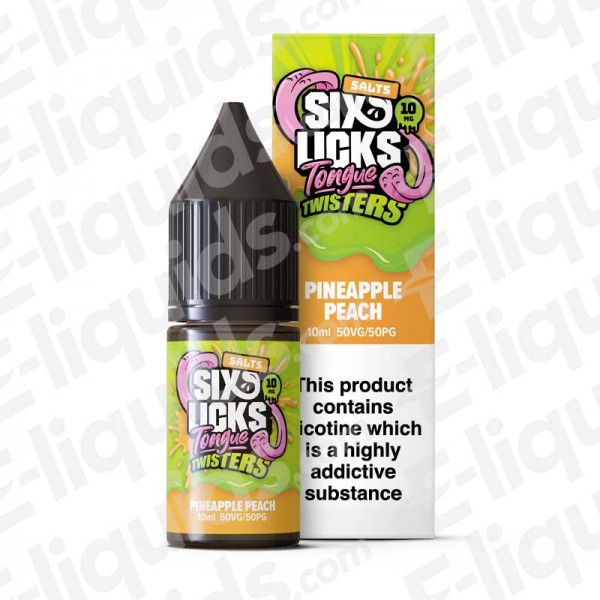 Pineapple Peach Nic Salt E-liquid by Six Licks Tongue Twisters