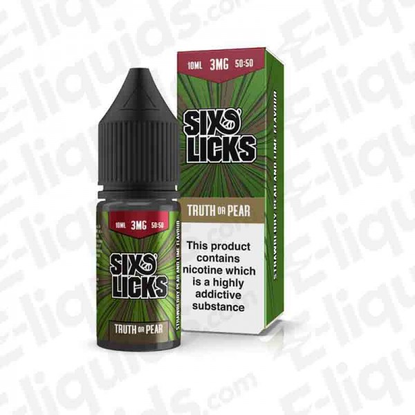 Six Licks 50/50 - Truth or Pear - 10ml | Buy e-liquid | E-liquids