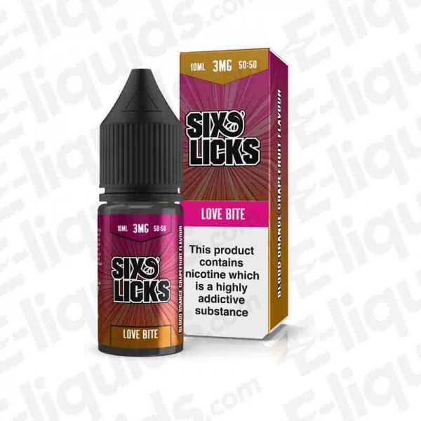 Six Licks 50/50 - Love Bite - 10ml | UK e-liquid | Vape store