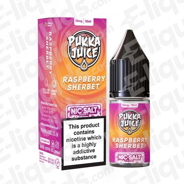 Raspberry Sherbet Nic Salt E-liquid by Pukka Juice