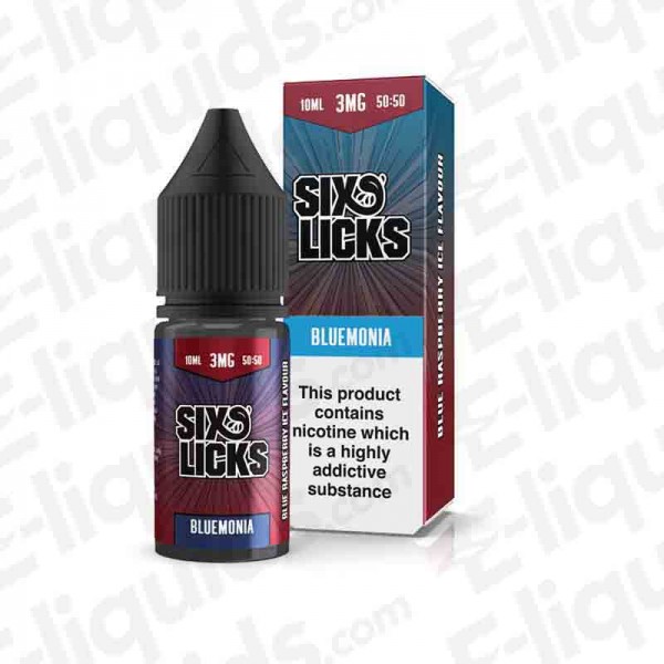 Six Licks 50/50 - Bluemonia - 10ml | E-liquid | Vape juice