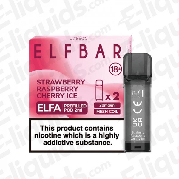 Elf Bar ELFA Pre-Filled Vape Pods - Strawberry Raspberry Cherry Ice